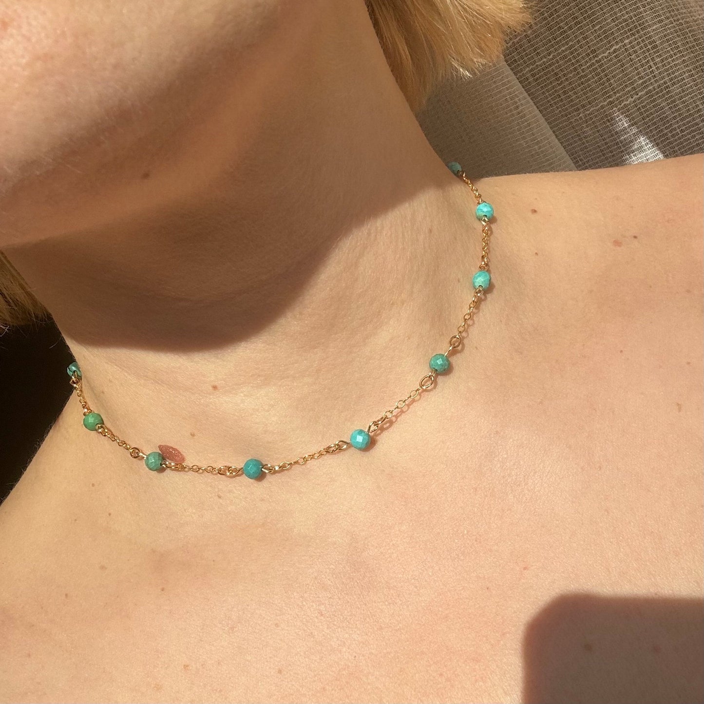 Turquoise on 18K Gold-Plated Chain Necklace