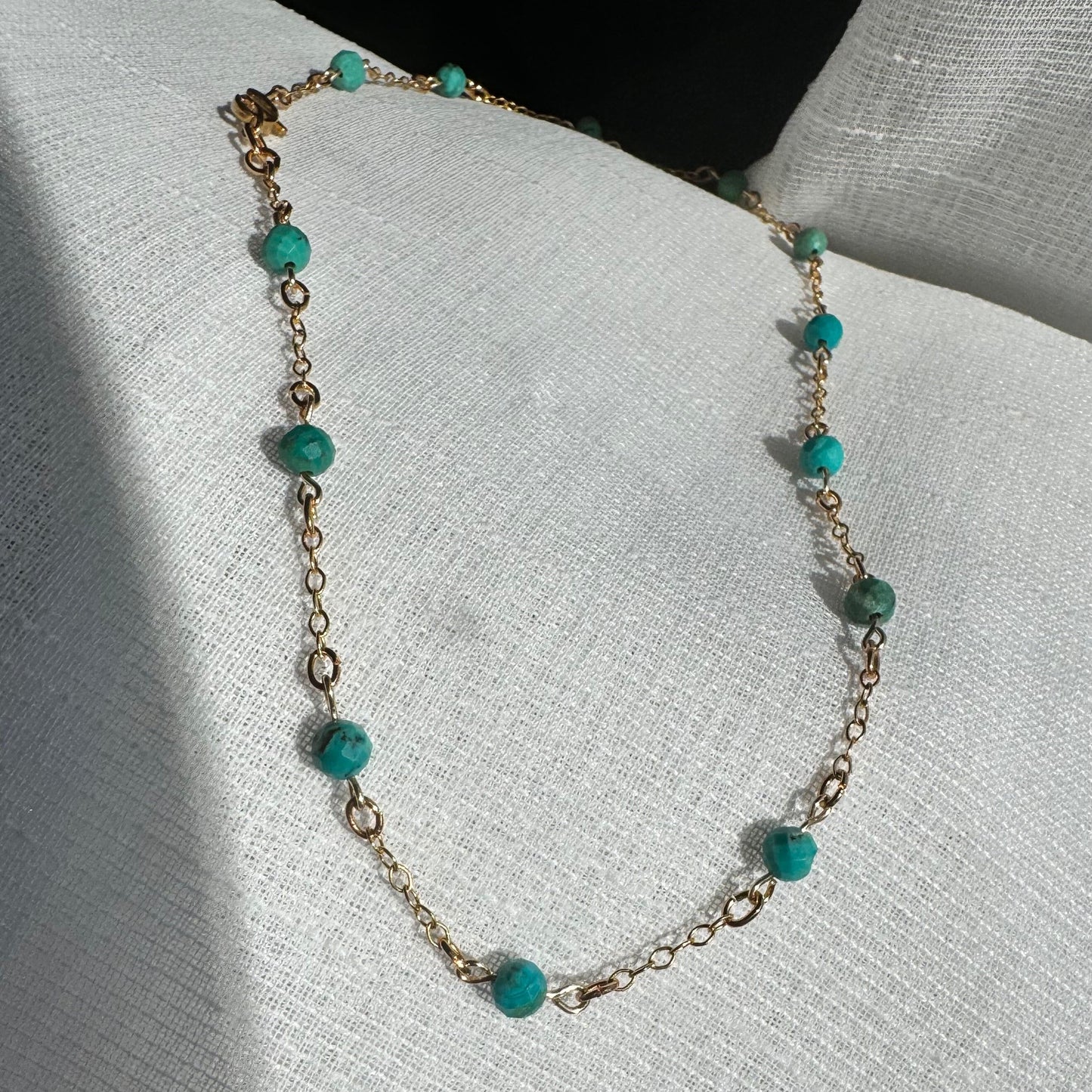 Turquoise on 18K Gold-Plated Chain Necklace